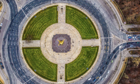 Aerial view of the famous Victory Column in Berlin, Germany